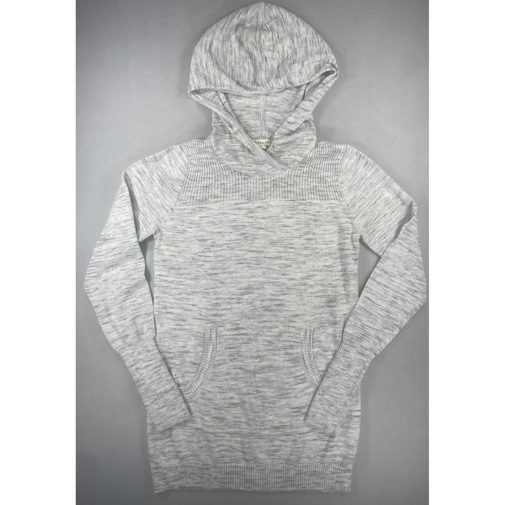 Dakini Womens Hoodie Sweater Pullover Gray Space Dye Cotton Blend S